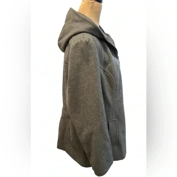 Anne Klein Women’s Gray Wool Blend Hooded Jacket Full Zip & Satin Lined Size XL - Picture 3 of 11
